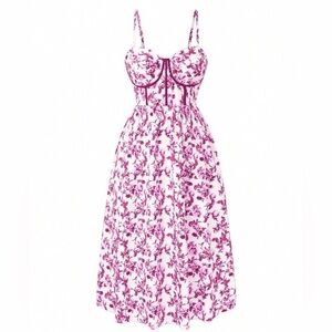 Belle Plus Size Summer Casual Botanical Print Sleeveless Maxi Dress